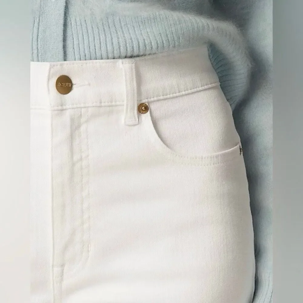 J. Crew High-rise denim trouser jean White Wide Leg Minimalist Size 33 NWT CH679